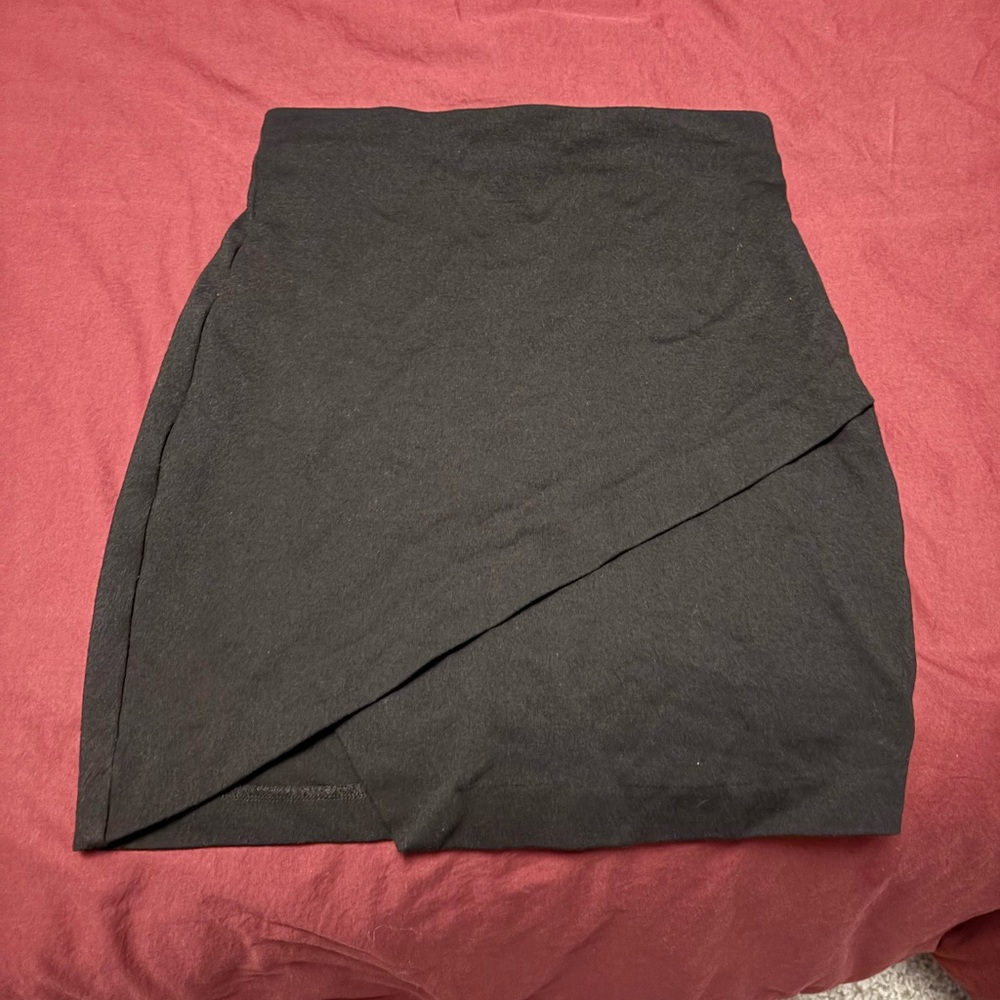 Dynamite Black Asymmetrical Wrap Pencil Skirt